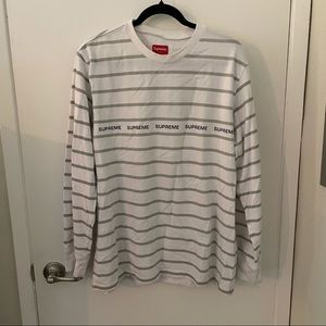 Supreme Printed Stripe Pique L/S Top White